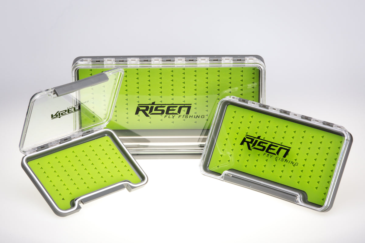 Waterproof fly boxes with green silicone insert – Risen Fly